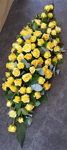 Yellow Rose Coffin Top Arrangement - Funeral Flowers Sheffield