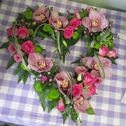 Orchid and Rose Funeral Flower Heart