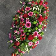 Red Rose and Pink Flowers Coffin Spray