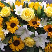 Sunflower and Rose Coffin Flowers