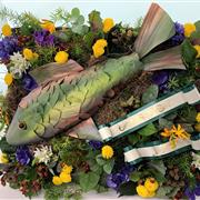 Fish Funeral Flower Tribute