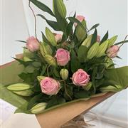 Pink Roses and White Lillies