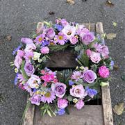 PINK &amp; PURPLE FUNERAL FLOWER WREATH