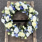 The Blue &amp; White Funeral Wreath