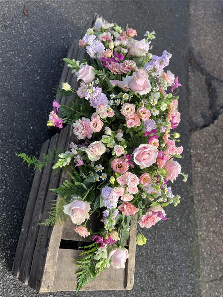 Pink Flower Coffin Top Funeral Flowers Sheffield