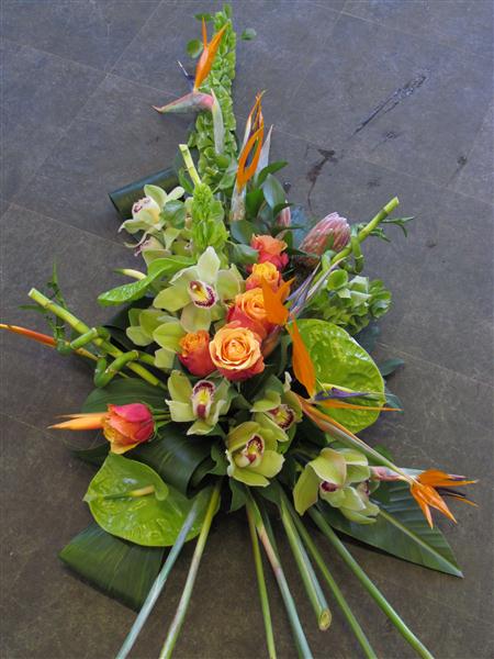 Modern Tropical Funeral Arrangement - Funeral Flowers Sheffield